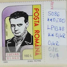 1995 100 de ani de la nașterea lui Lucian Blaga LP1378 MNH Pret 0,7+1 Lei