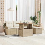 Cumpara ieftin Set de canapele pentru grădină cu pernă 6 pcs Bej Rattan poli