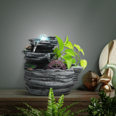 Splash - cu LED alb rece, bilă de sticlă și plante ornamentale - 28 x 17 x 25 cm - 230 V foto