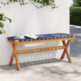 vidaXL Bancă de grădină, albastru &icirc;nchis, lemn masiv acacia/textil 366516