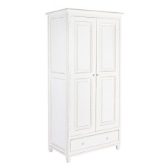 Dulap 2 usi 1 sertar din lemn alb antichizat 90 cm x 55 cm x 190 h