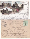 Salutari din Bucuresti -Biserica Sarindar, Bulevardul Carol- litografie, 1898, Circulata, Printata