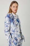 Medicine blazer din amestec de in culoarea alb, un singur rand de nasturi, modelator