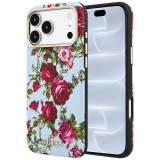 Husa MagSafe pentru Apple iPhone 18 Pro / 17 Pro, Guess, Blossom Roses Print, Bleu