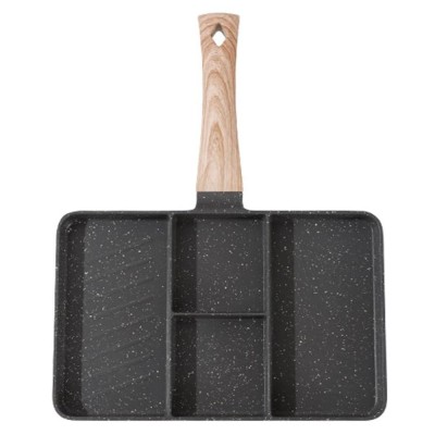 Tigaie grill Pufo Breakfast cu 4 compartimente, 27 x 18 cm, negru foto