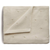 Mushie Knitted Pointelle Baby Blanket pled &icirc;mpletit pentru copii Ivory 80 x 100cm 1 buc