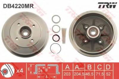 Tambur frana CITROEN SAXO (S0, S1) (1996 - 2004) TRW DB4220MR foto