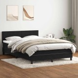 Cumpara ieftin Pat box spring cu saltea, negru, 140x210 cm, catifea