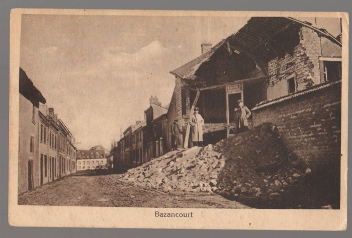 CPIB 23928 - CARTE POSTALA - BAZANCOURT, FRANTA, CIRCULATA, 1916, STAMPILA