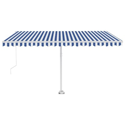 Copertina autonoma retractabila manual, albastru/alb, 400x350cm foto