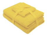 Set prosoape baie 3 piese galben 500 GSM din bumbac SomnArt