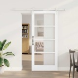 Ușă Glisantă cu Set de Accesorii Alb 78x202 cm Lemn Solid Pin