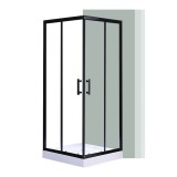 Cabină de duș pătrată Spirit Clear 80x80x194 cm cu cădiță de duș din acril armat, neagră