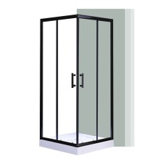Cabină de duș pătrată Spirit Clear 80x80x194 cm cu cădiță de duș din acril armat, neagră