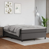 VidaXL Cadru de pat box spring, gri, 140x190 cm, piele ecologică