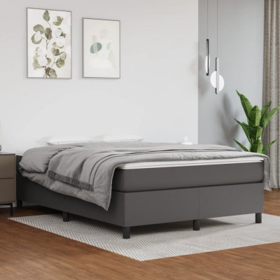 vidaXL Cadru de pat box spring, gri, 140x190 cm, piele ecologică foto