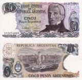 Bancnota Argentina 5 Pesos ND (1983-84) UNC Necirculata