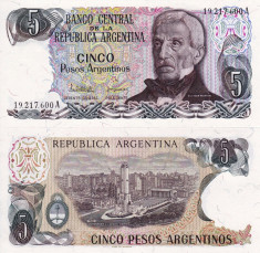 ARGENTINA 5 pesos ND (1983-84) P-312 UNC!!! foto