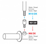 Adaptor oglinda retrovizoare motocicleta - Filet dreapta M10mm la dreapta M8mm, Lampa