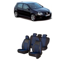 Set huse scaune Piele ecologica cu textil VW Golf V (2003-2009) Negru -Albastru