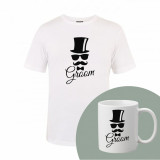 &quot;Groom&quot; Set Personalizat &ndash; Tricou + Cană Alb M