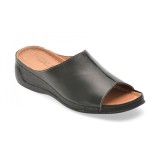 Papuci DR FIT negri, EV2862, din piele naturala