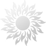 Set 27 Oglinzi Acrilice din PVC, Autoadezive pentru Decorarea Peretilor, Soare cu 26 de Raze, Argintiu
