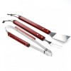 Set 3 ustensile pentru gratar, metal + lemn