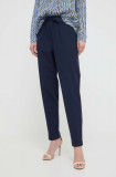 Marella pantaloni femei, culoarea bleumarin, drept, high waist 2413130000000