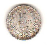 Cumpara ieftin SV * Finlanda / sub ocupatie Rusia tarista 25 PENNIA 1917 * ARGINT XF+, Europa