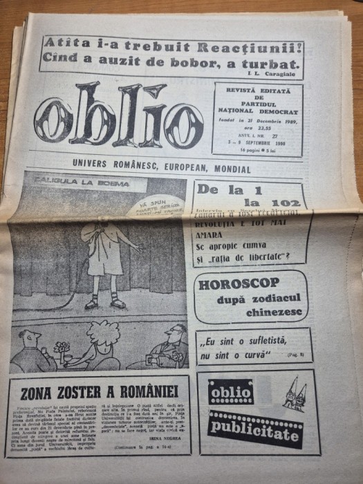 ziarul oblio 3 -9 septembrie 1990