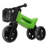 Bicicleta fara pedale cu cosulet pentru ghidon, 2 in 1, 18+ luni, pneuri de cauciuc, 4 nivele de reglaj pe inaltime, Funny Wheels Rider Sport Green/Bl