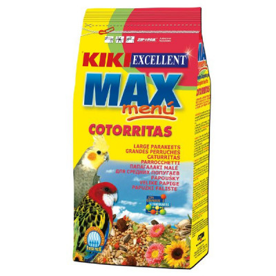 KIKI MAX MENU Cotorritas - hrană pentru cockatiel și agapornis 1kg - AMBALAJ DETERIORAT foto