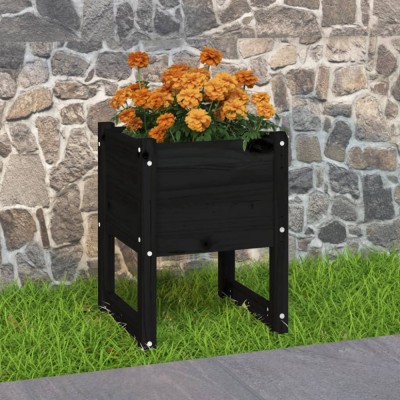 vidaXL Jardinieră, Negru , 40x40x52,5 cm, lemn masiv de pin 822115 foto