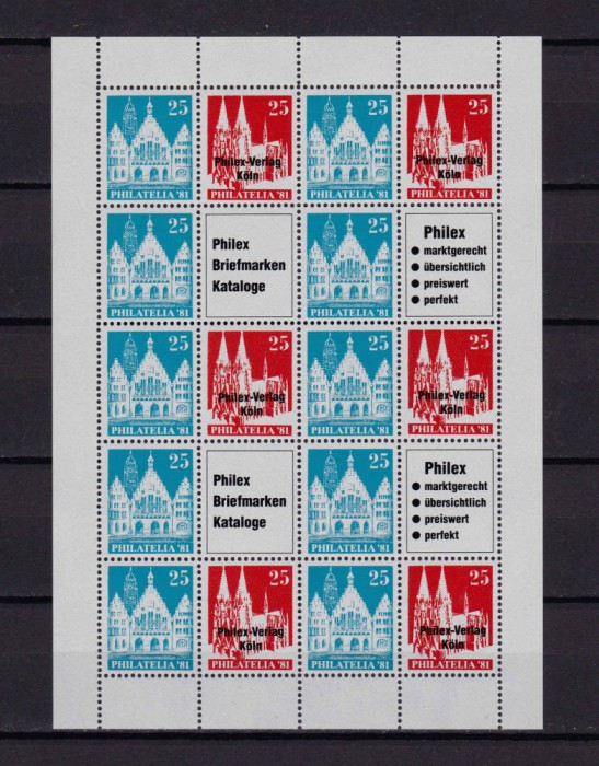 ✅(V 10) Germania &#039;81,bloc/viniete oficiale Expo.Fila. Frankfurt,Aliati 1948,MNH