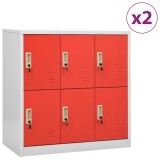 Cumpara ieftin Dulapuri vestiar 2 buc. gri deschis si rosu 90x45x92,5 cm otel
