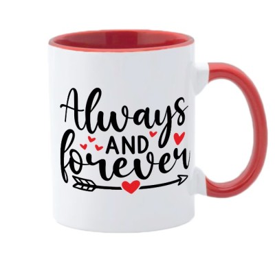 Cana maner rosu personalizata Always and forever, INOVATIX&amp;reg;. 330ml foto