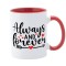 Cana maner rosu personalizata Always and forever, INOVATIX&reg;. 330ml