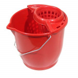 Galeata Rotunda Storcator STERK, 12L, Rosie, Galeti Rotunde cu Storcator pentru Mop, Galeti Plastic cu Storcator, Galeti 12 Litri cu Storcator, Galeat