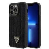 Husa Guess Rhinestones Triangle Metal Logo pentru iPhone 15 Pro Max Black