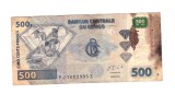 Bancnota Congo 500 francs/franci 6 iunie 2013, circulata, patata rau