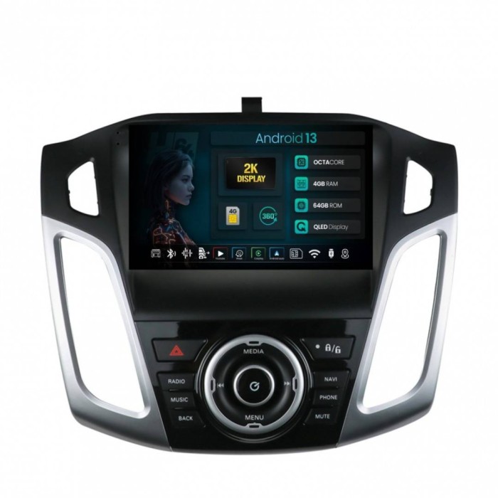 Navigatie 2K Ford Focus 3 (2011-2019) 4GB RAM Android 13 Octacore Slot Sim 4G DSP GPS Wi-FI Carplay Android Auto USB Bluetooth Waze Touchscreen 9.5 In