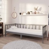 vidaXL Pat de zi cu saltea, gri, 90x200 cm,lemn masiv de pin