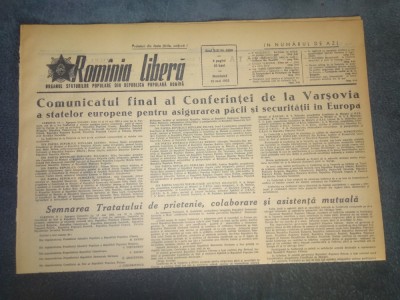 ZIARUL ROMANIA LIBERA 15 MAI 1955 COMUNICATUL FINAL AL CONFERINTEI DE LA VARSOVIA foto
