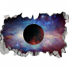 Sticker decorativ, gaura in perete 3D, Planeta, 85 cm, 1043STK-2