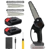 Mini Fierastrau Electric EMATTERIO&trade;, 6 Inch, 2 x Acumulatori 24V, 2 x Lant, 2 x Lama, 1500mAh Negru, Mini Drujba