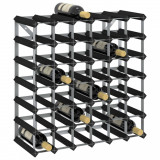Suport de vinuri, 42 sticle, negru, lemn masiv de pin GartenMobel Dekor, vidaXL