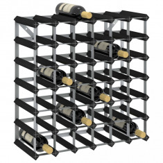 Suport de vinuri, 42 sticle, negru, lemn masiv de pin GartenMobel Dekor