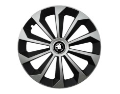 Set 4 capace roti pentru Skoda Nou Alb-Negru, model Fame Mix, R15 foto