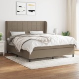 Cumpara ieftin Pat box spring cu saltea, gri taupe, 160x200 cm material textil